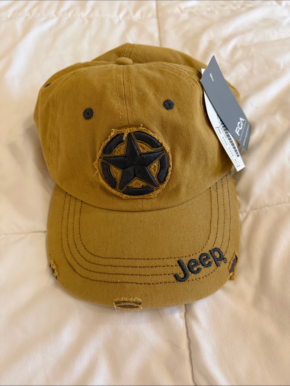 Jeep Mustard Star Patch Baseball Cap with Black Embroidery